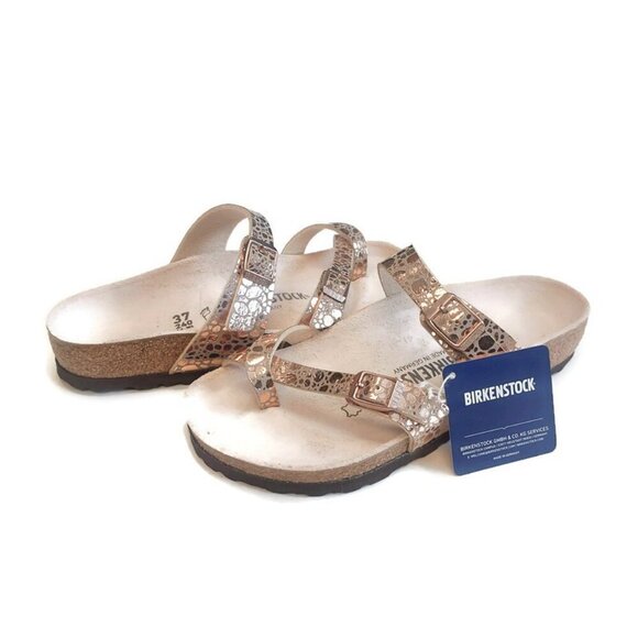 Birkenstock Mayari Womens Sz 6 Birko-Flor Sandals Metallic Stones Copper Regular - Picture 2 of 9